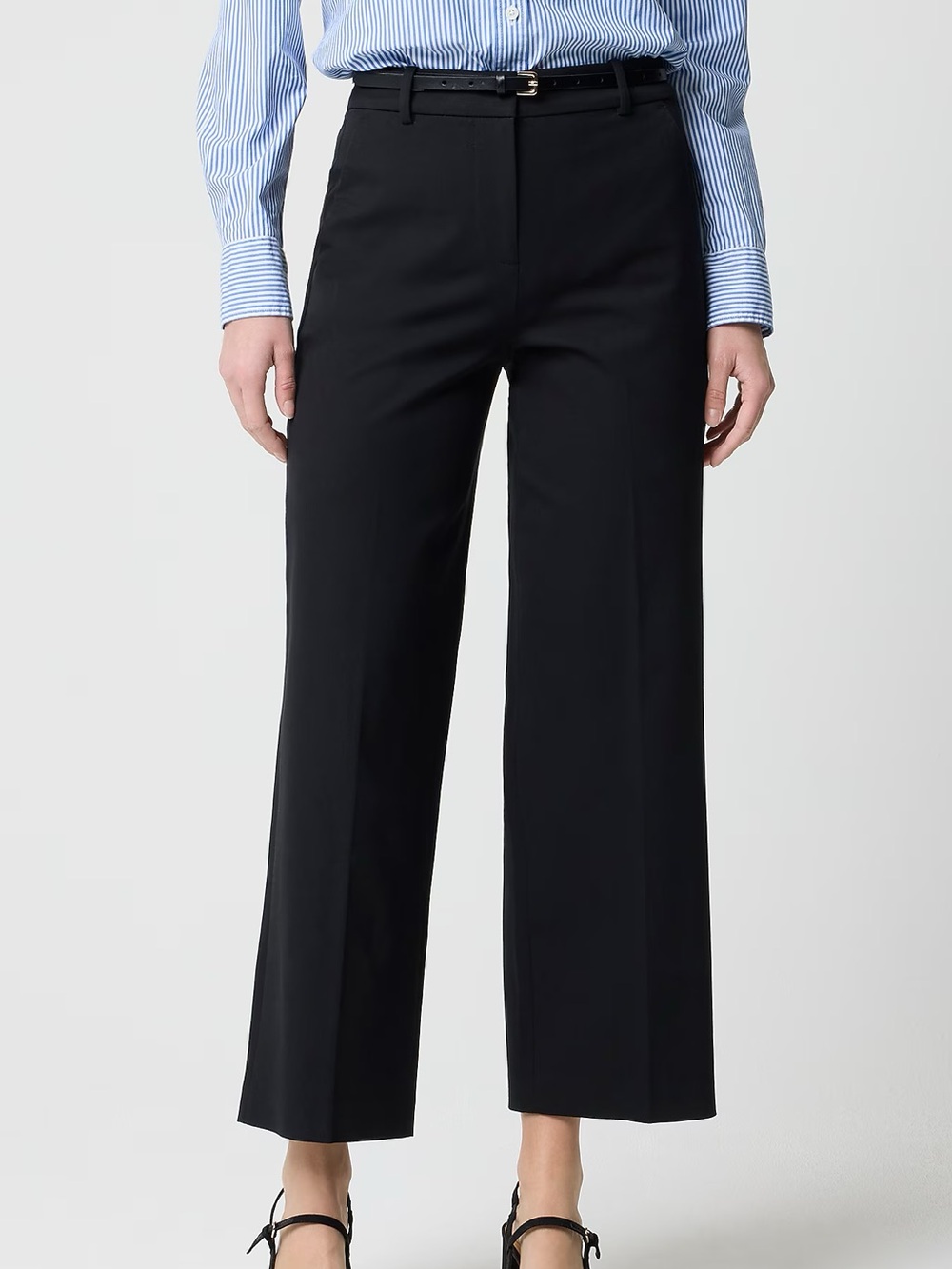 NWT J. Crew Remy Wide Leg Cropped Pants Black Size 14 High Rise Career Chic